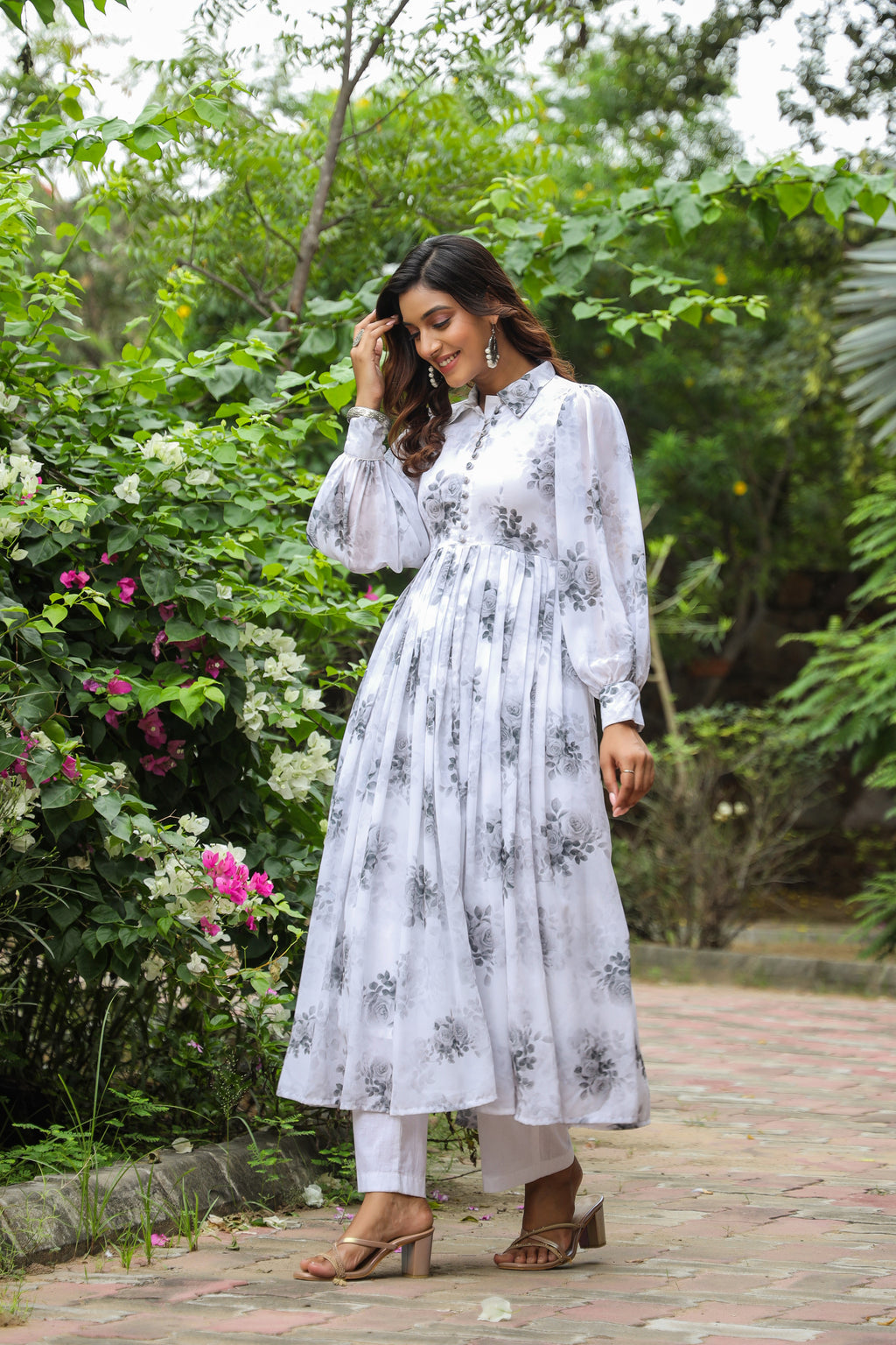 Athens White Georgette Dress