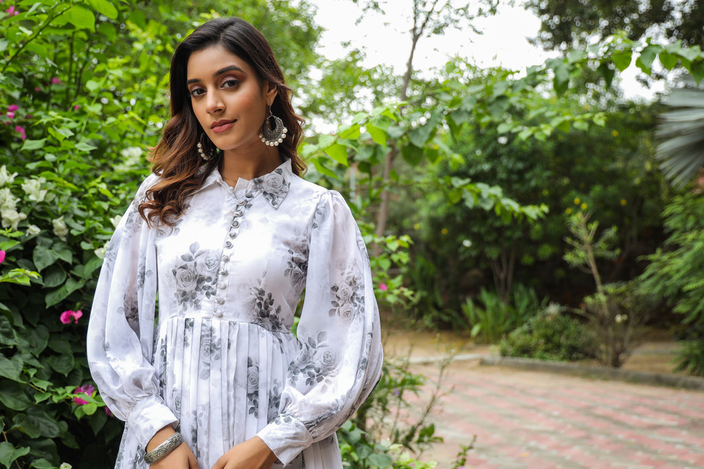 Athens White Georgette Dress