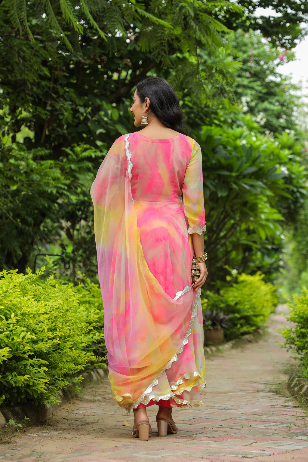 Fiery Chiffon Anarkali Suit Set