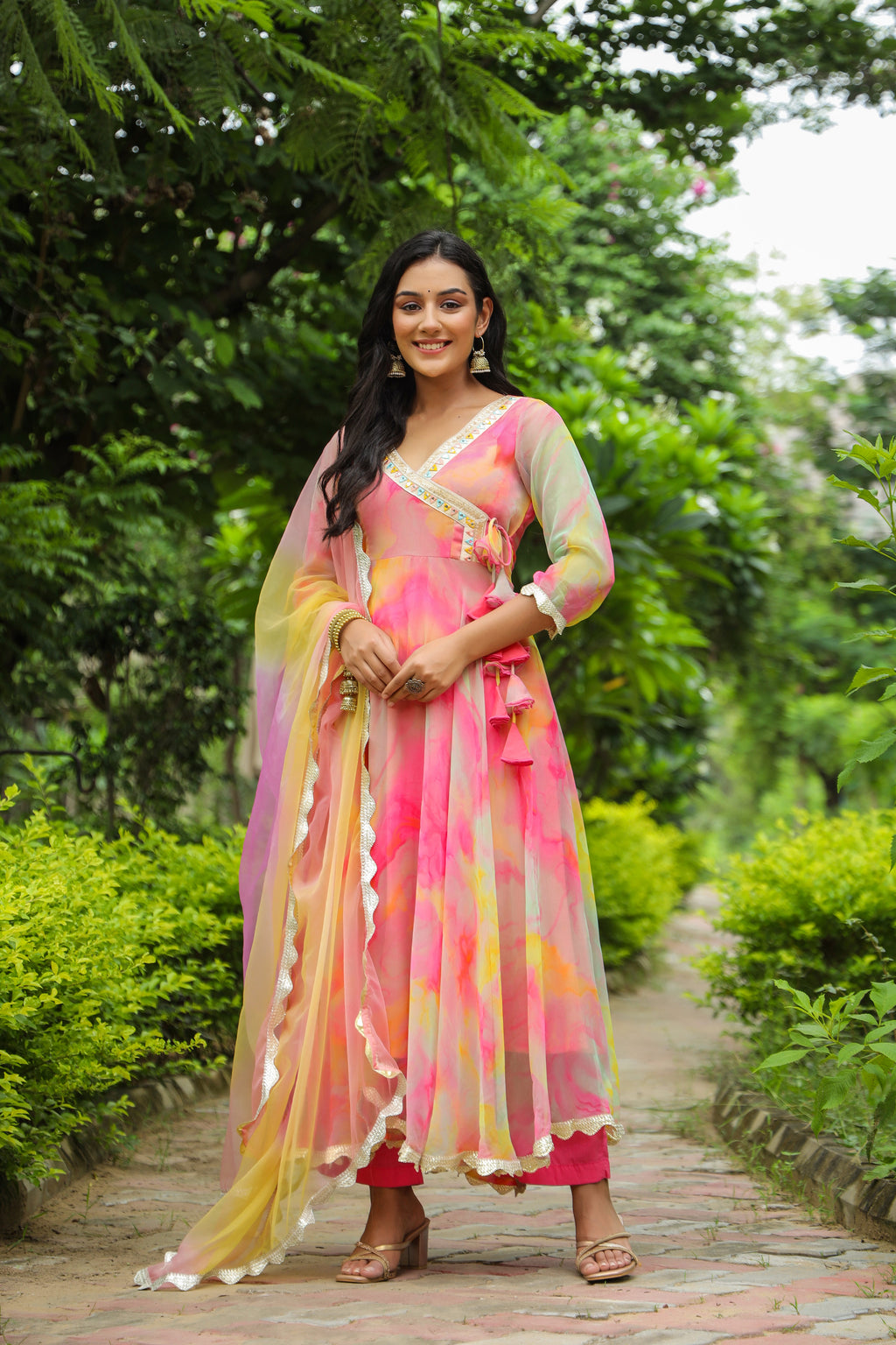 Fiery Chiffon Anarkali Suit Set