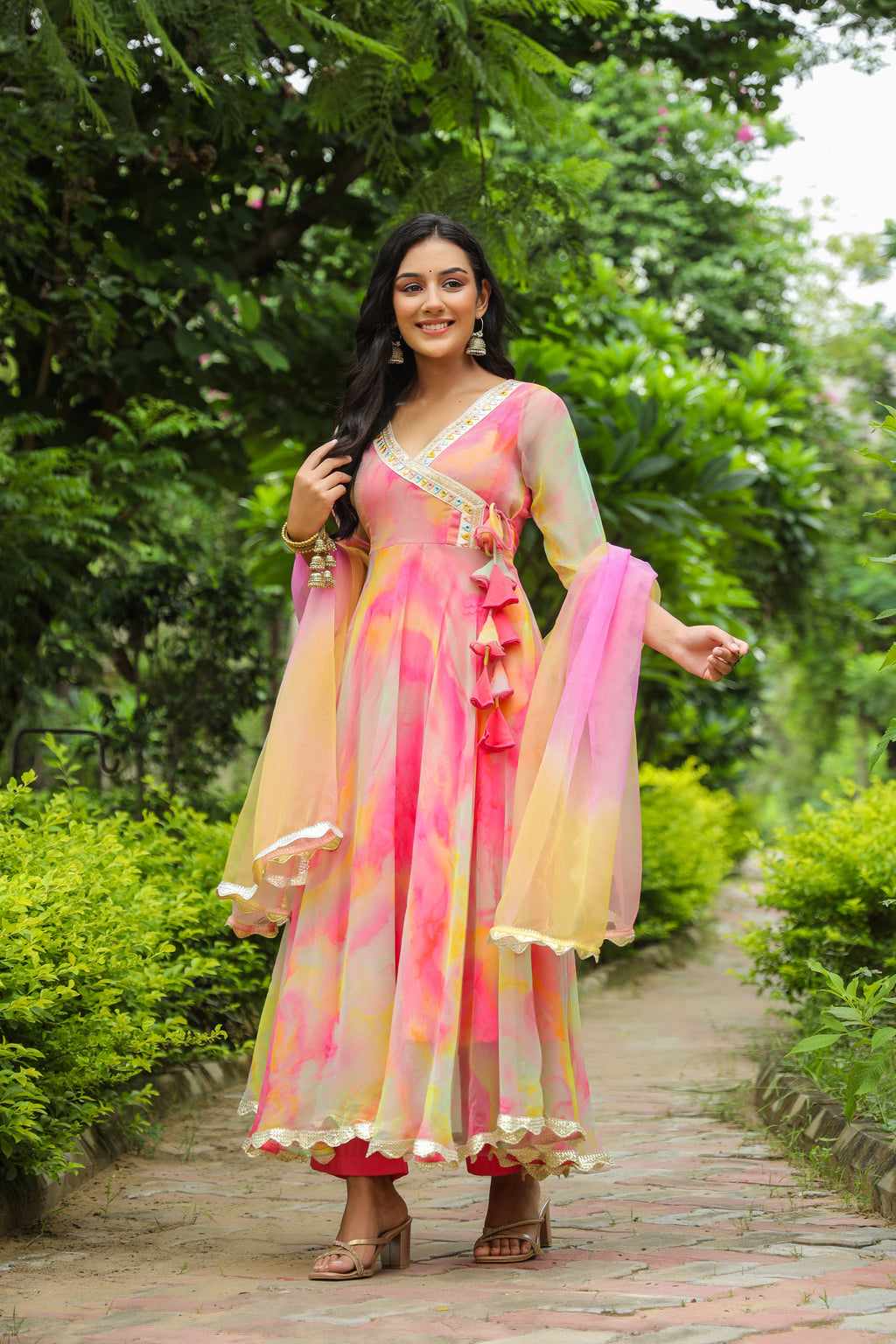 Fiery Chiffon Anarkali Suit Set