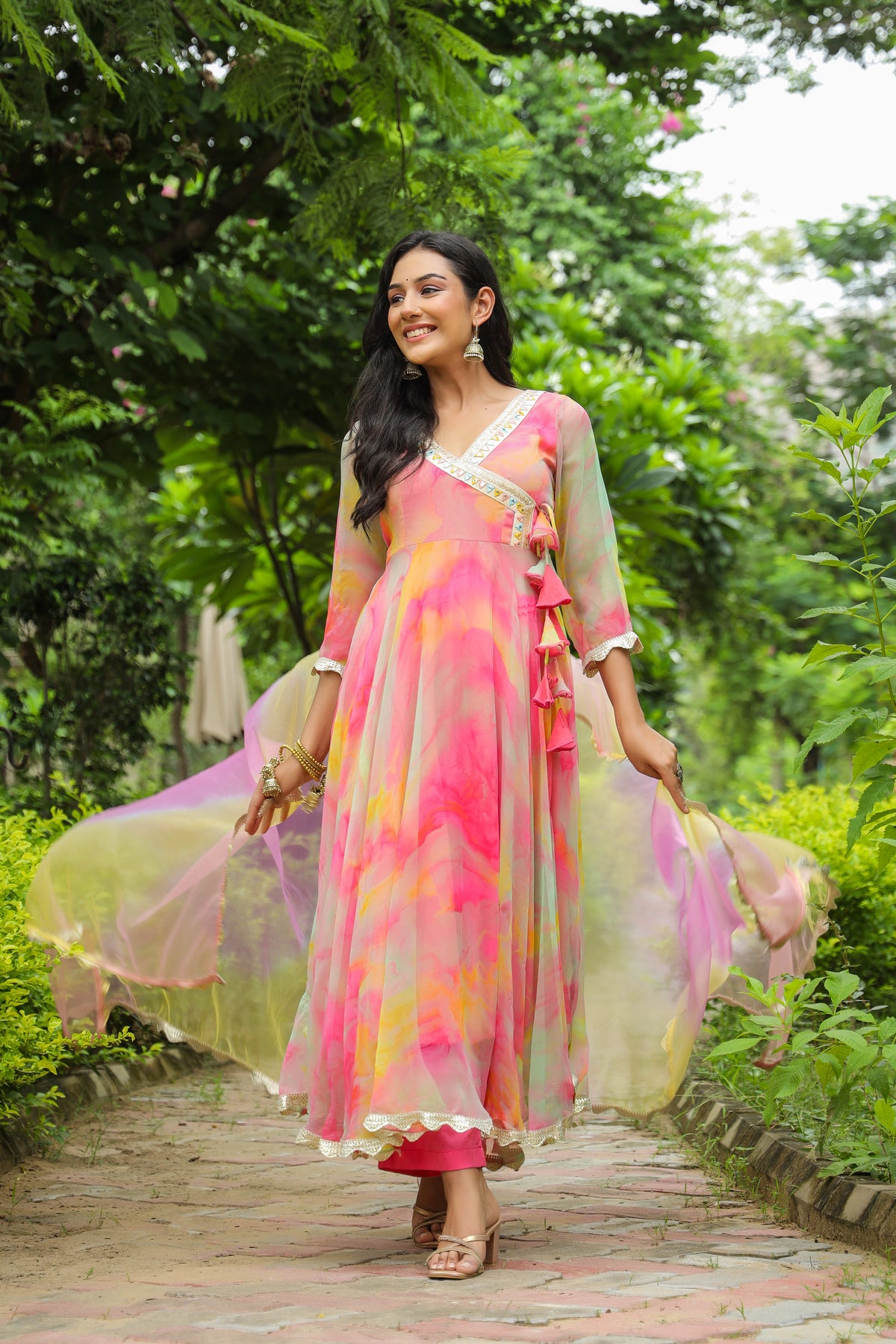 Fiery Chiffon Anarkali Suit Set