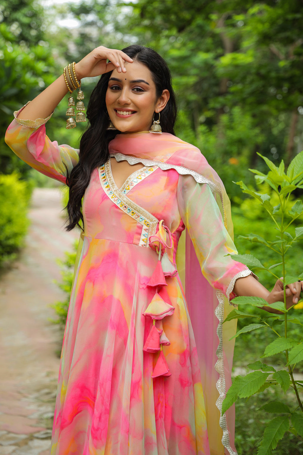Fiery Chiffon Anarkali Suit Set