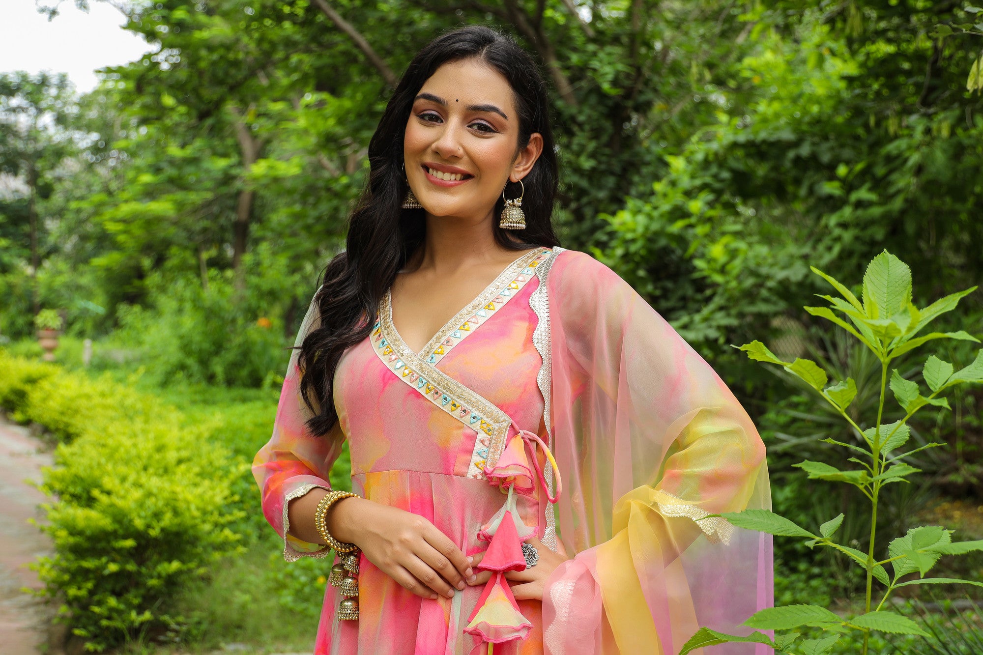 Fiery Chiffon Anarkali Suit Set
