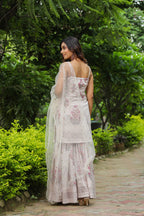 Swiss Coffee Off White Digital Print Cotton Sharara Set