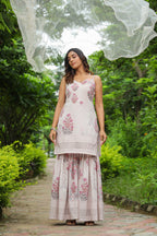 Swiss Coffee Off White Digital Print Cotton Sharara Set