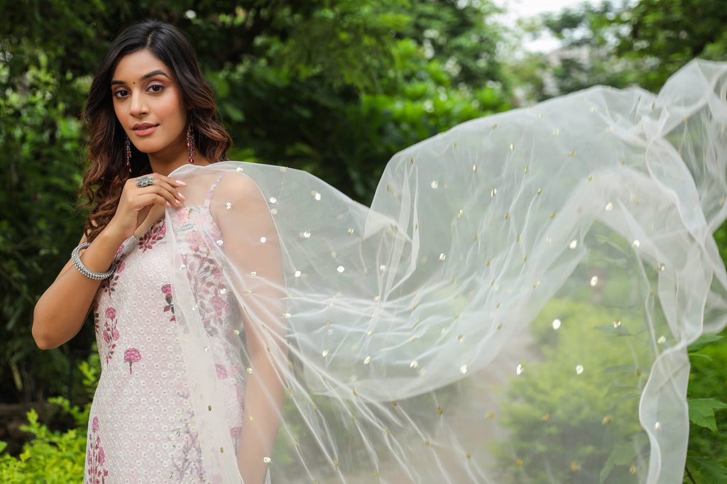 Swiss Coffee Off White Digital Print Cotton Sharara Set
