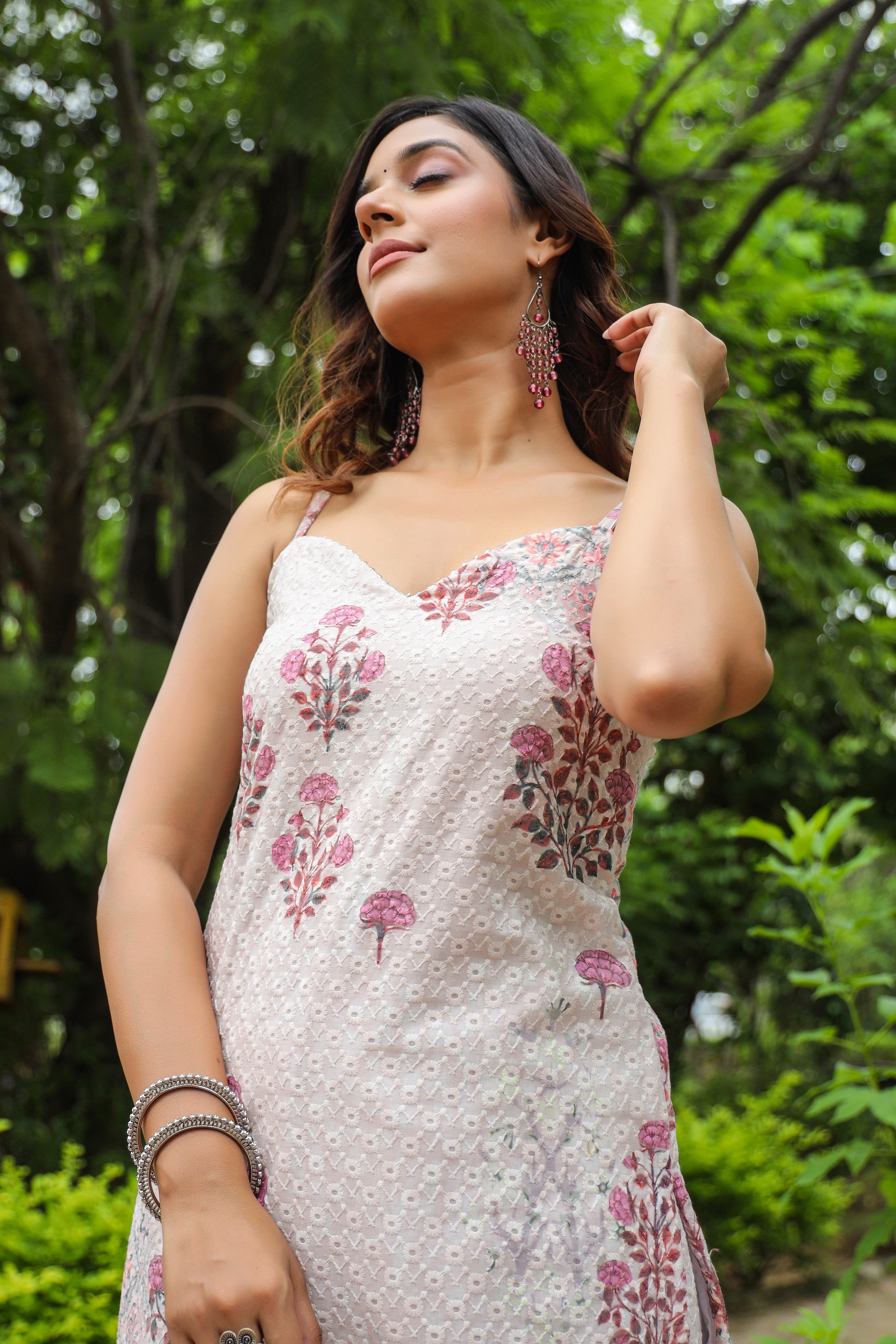 Swiss Coffee Off White Digital Print Cotton Sharara Set