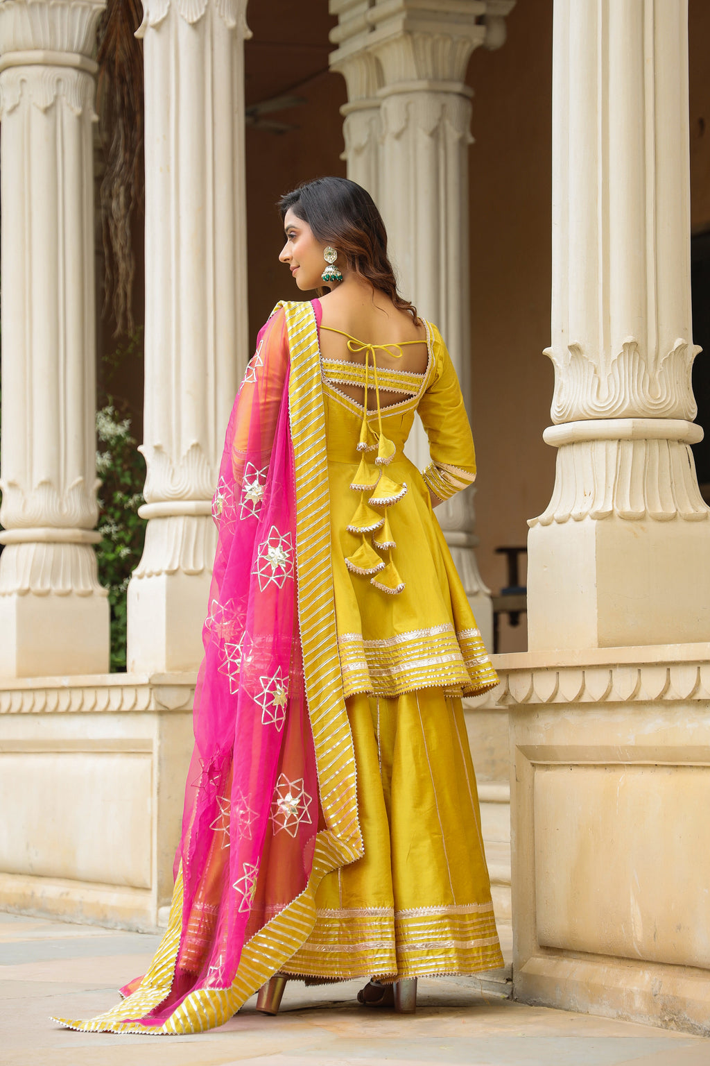 Ronchi Yellow  Cotton Silk Sharara Set