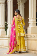 Ronchi Yellow  Cotton Silk Sharara Set