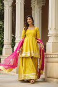 Ronchi Yellow  Cotton Silk Sharara Set