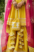 Ronchi Yellow  Cotton Silk Sharara Set