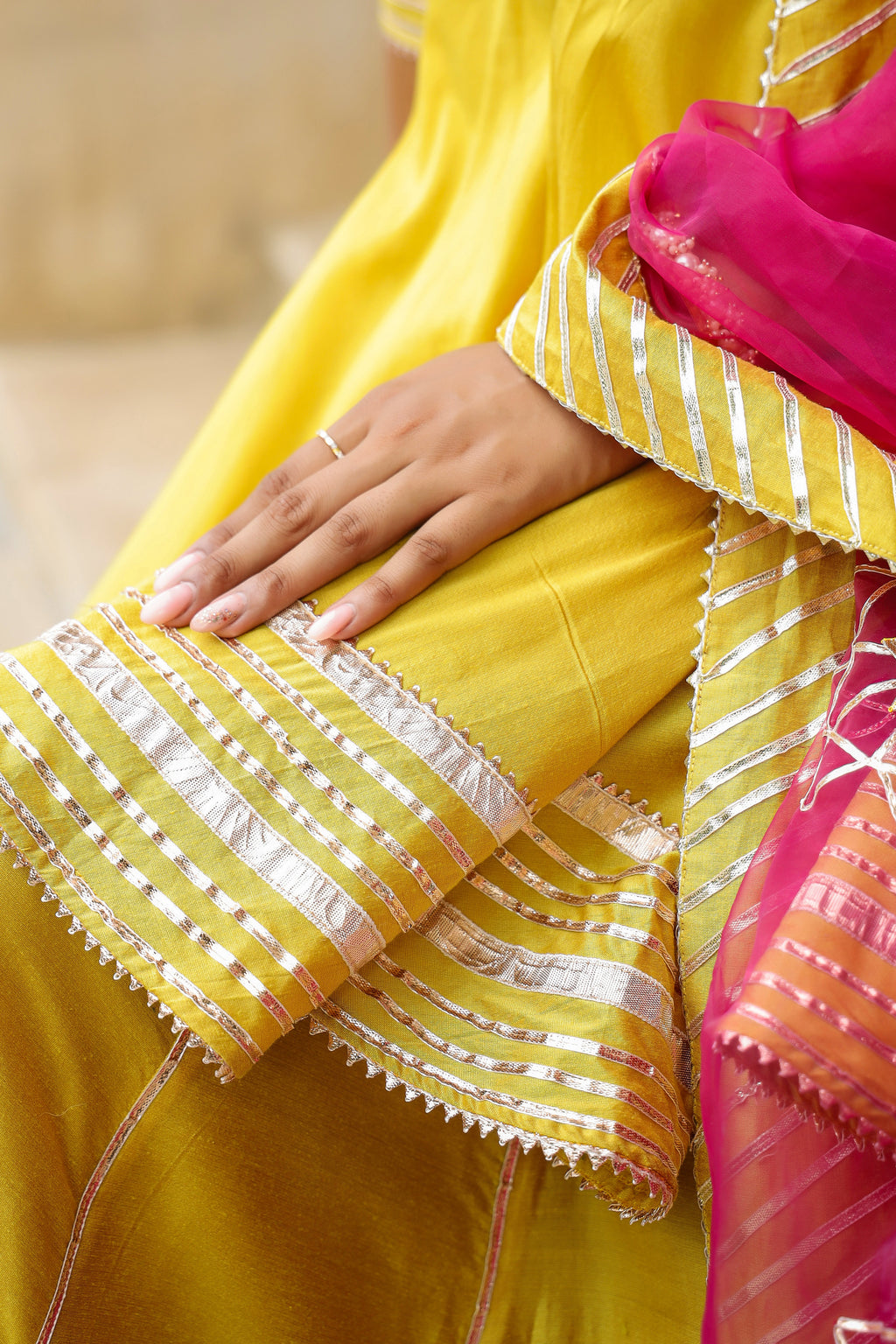 Ronchi Yellow  Cotton Silk Sharara Set