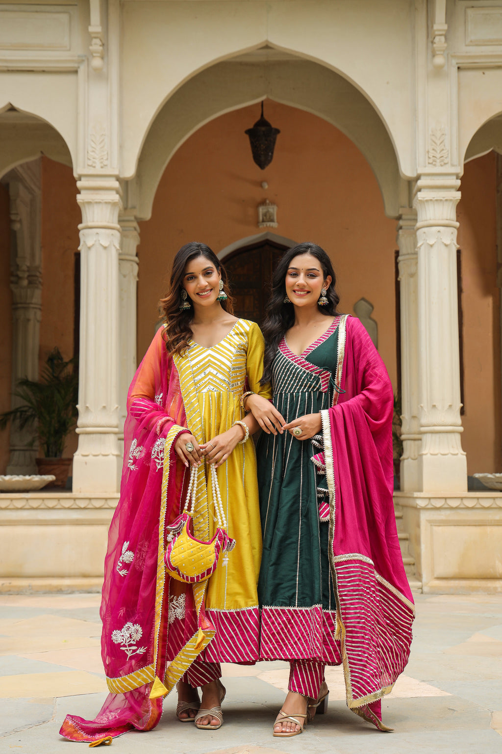Stromboli Dark Green Cotton Slik Anarkali Suit Set