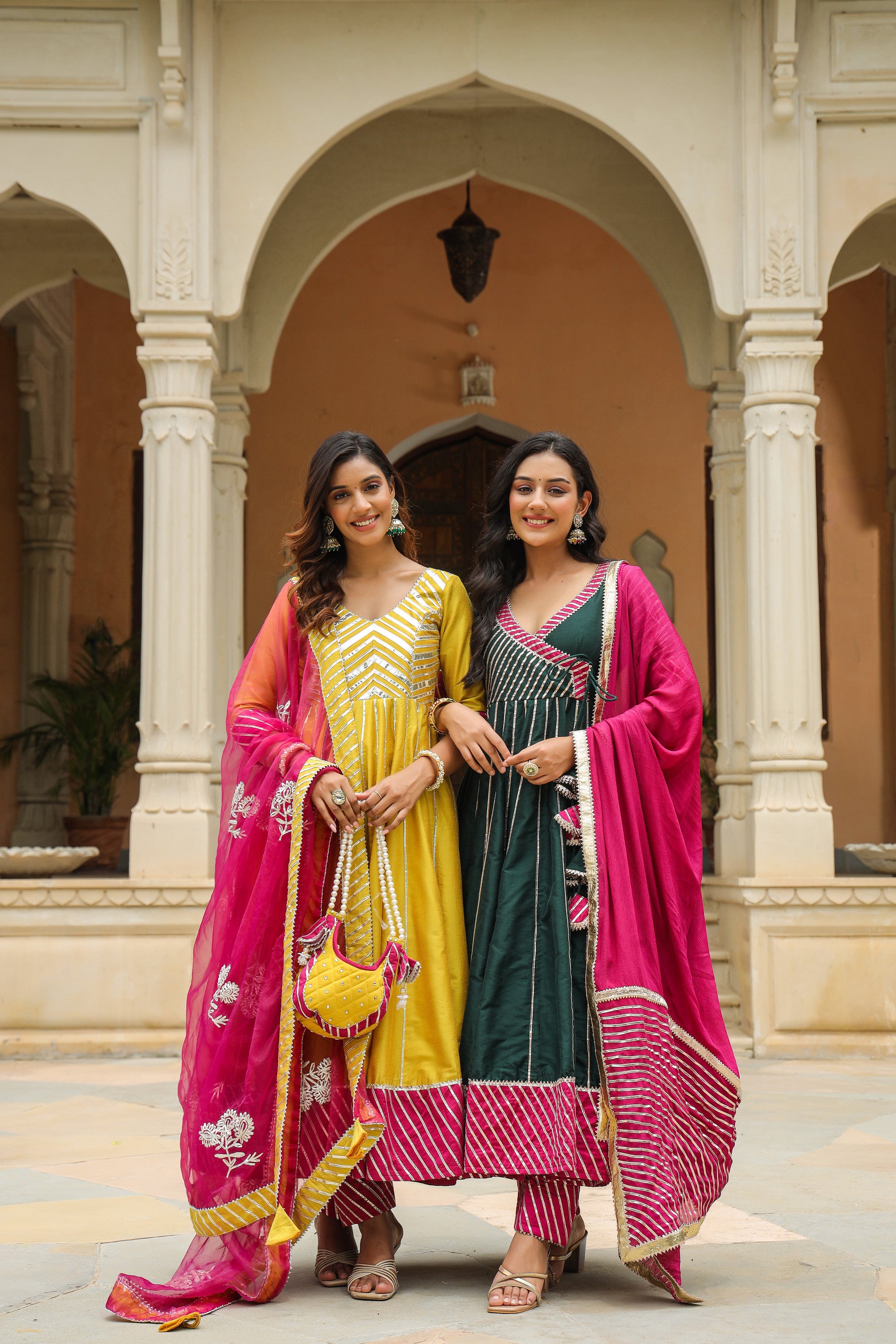 Stromboli Dark Green Cotton Slik Anarkali Suit Set
