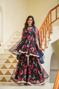 Vulcan Blue Organza Sharara Set