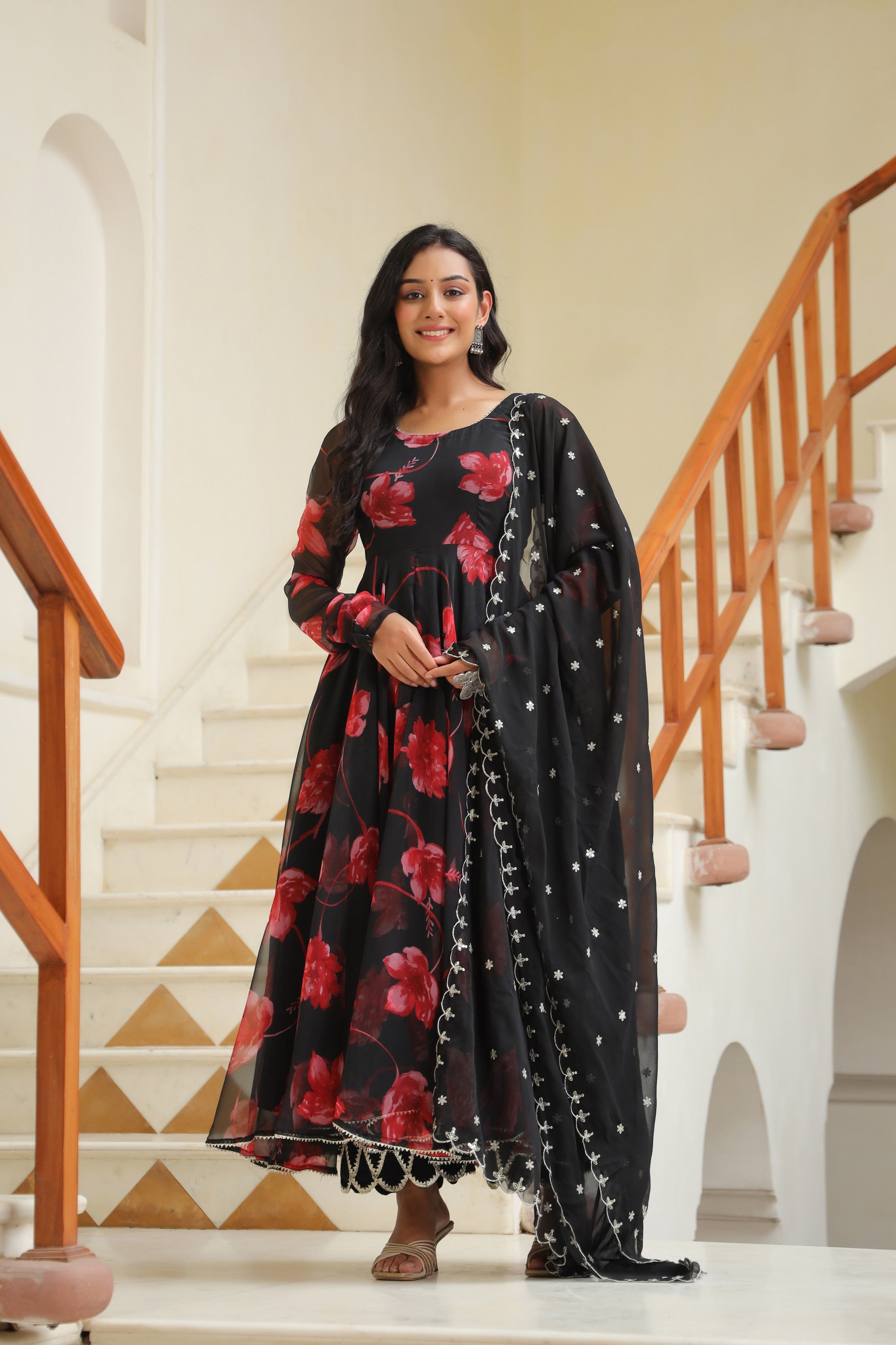 Night Shadow Chiffon Anarkali Suit Set