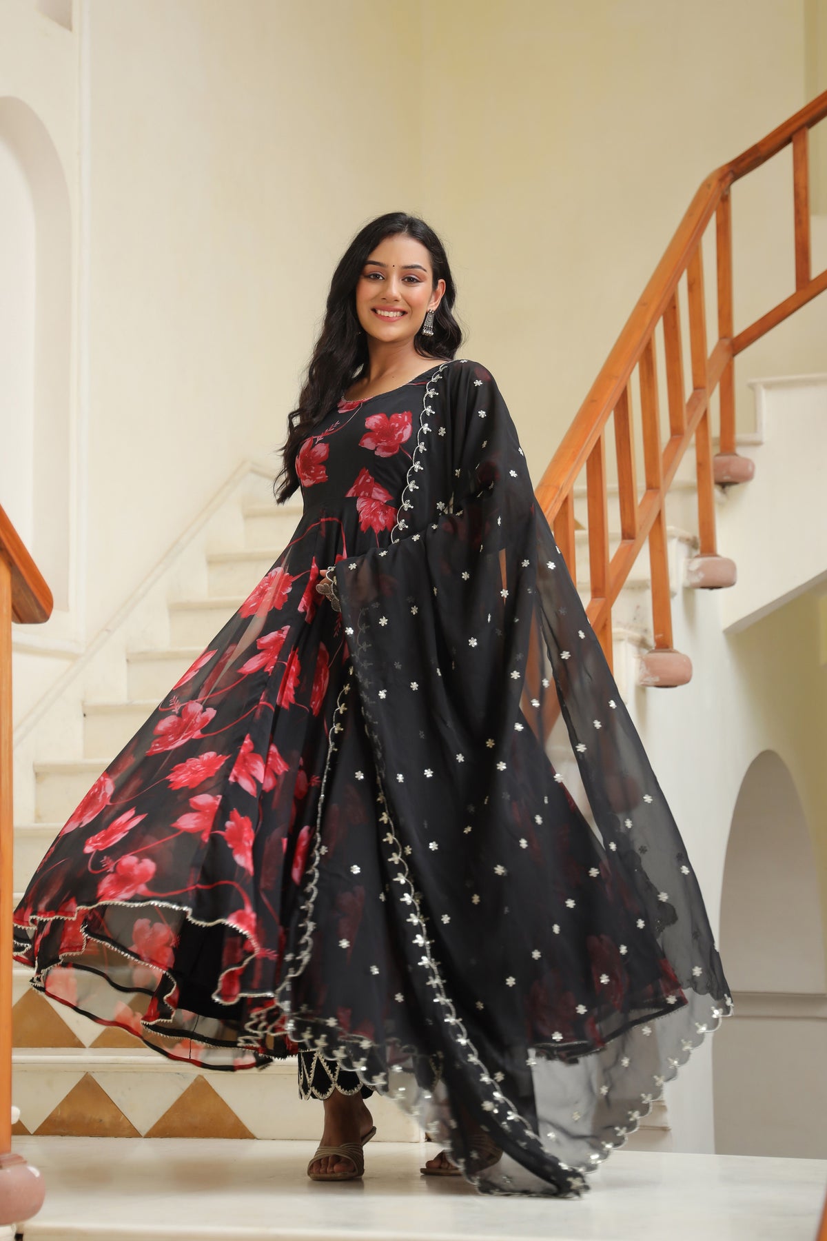 Night Shadow Chiffon Anarkali Suit Set