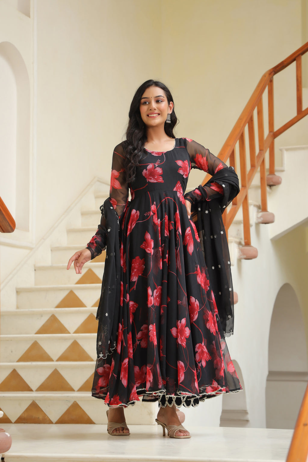 Night Shadow Chiffon Anarkali Suit Set