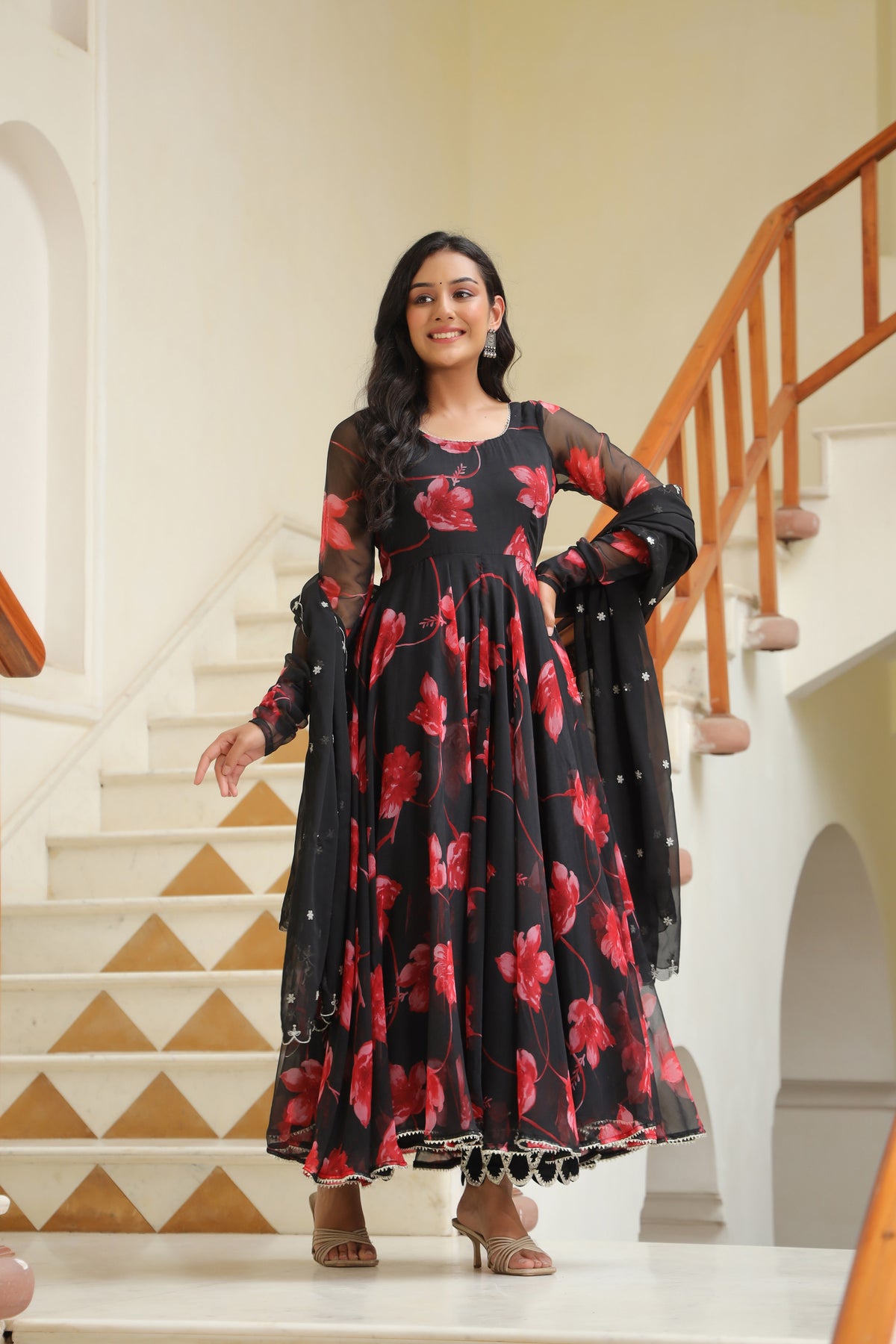 Night Shadow Chiffon Anarkali Suit Set