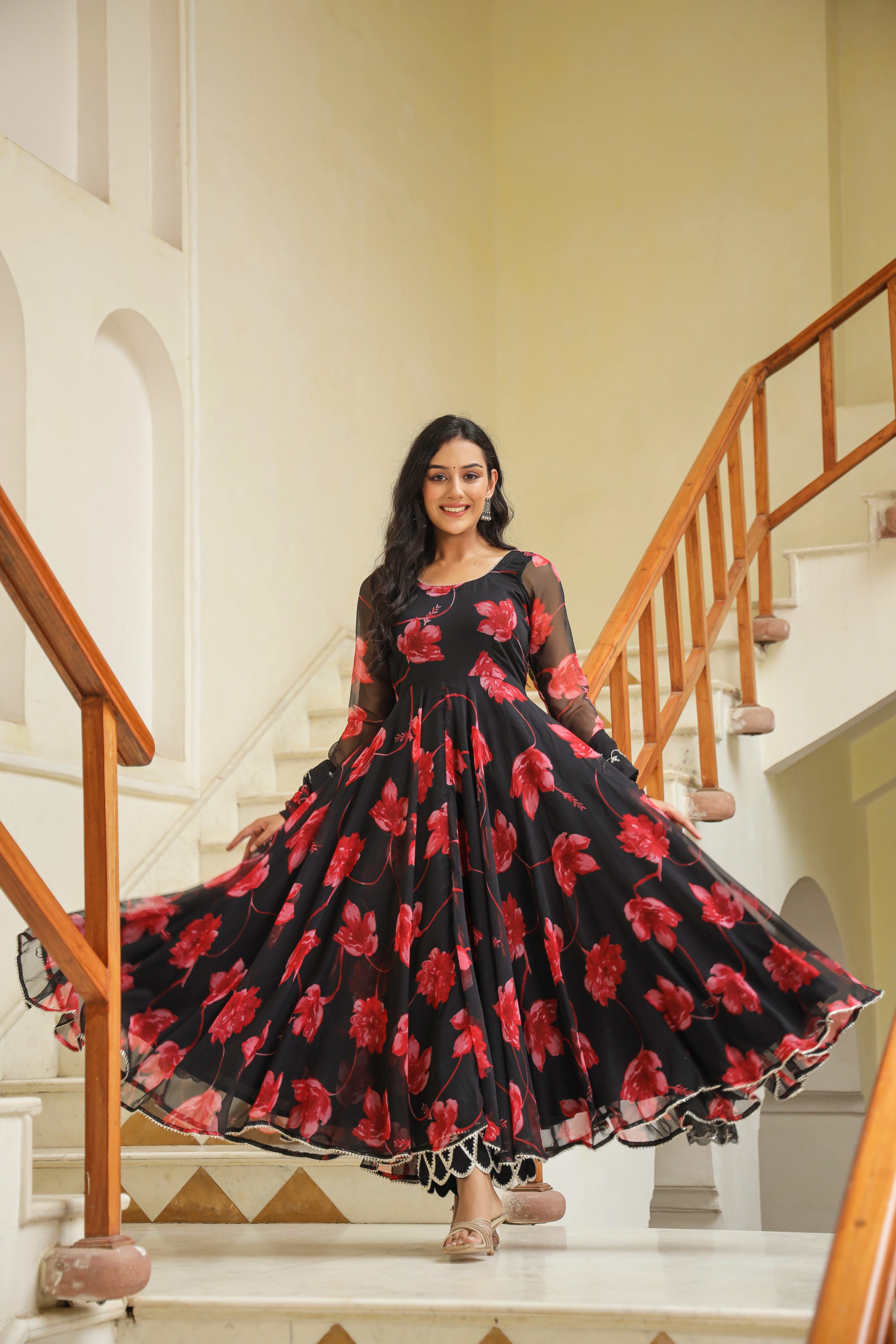 Night Shadow Chiffon Anarkali Suit Set