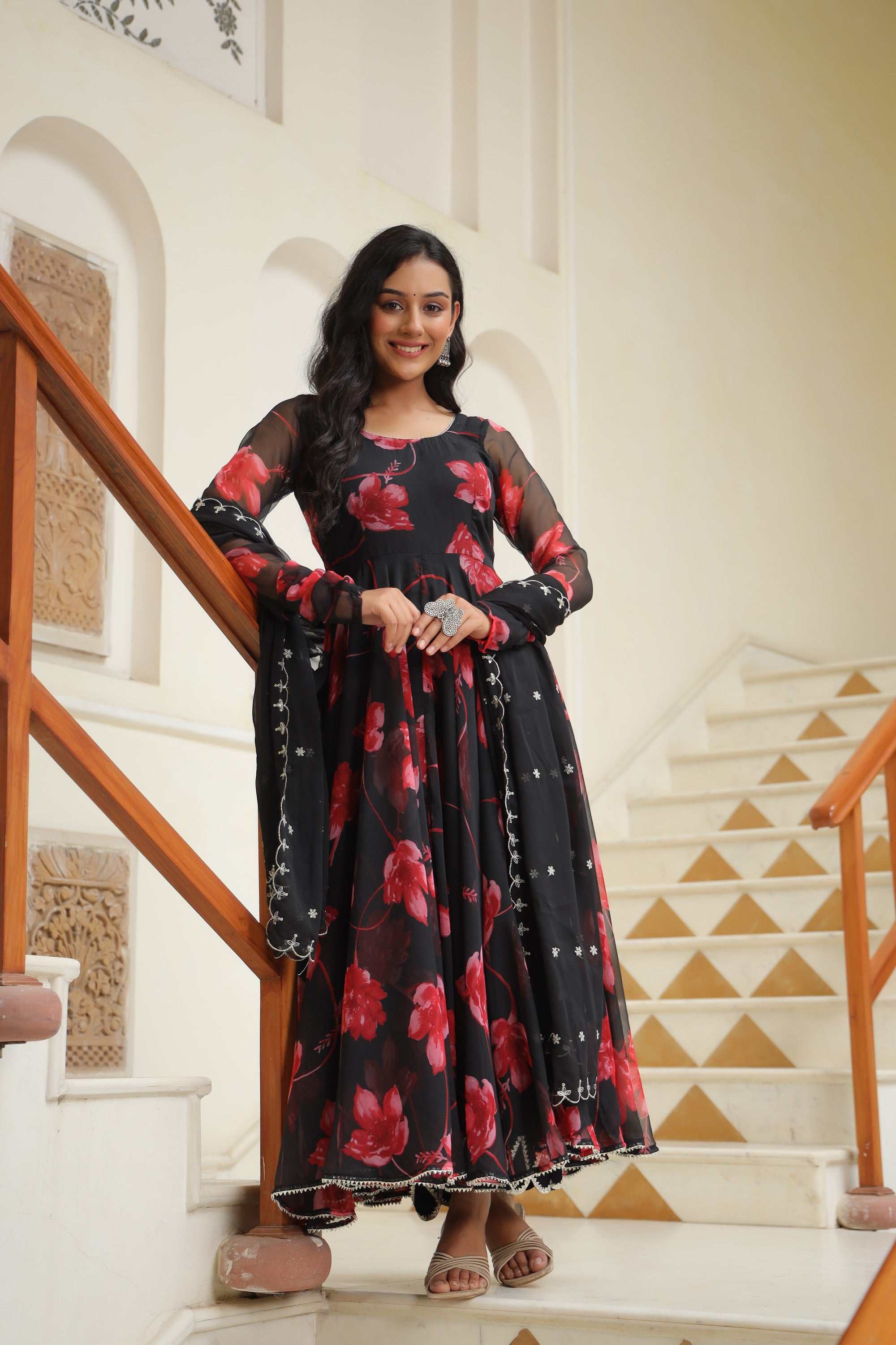 Night Shadow Chiffon Anarkali Suit Set