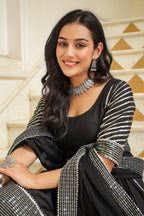 Dune Black Cotton Slik Embroidery Anarkali Suit