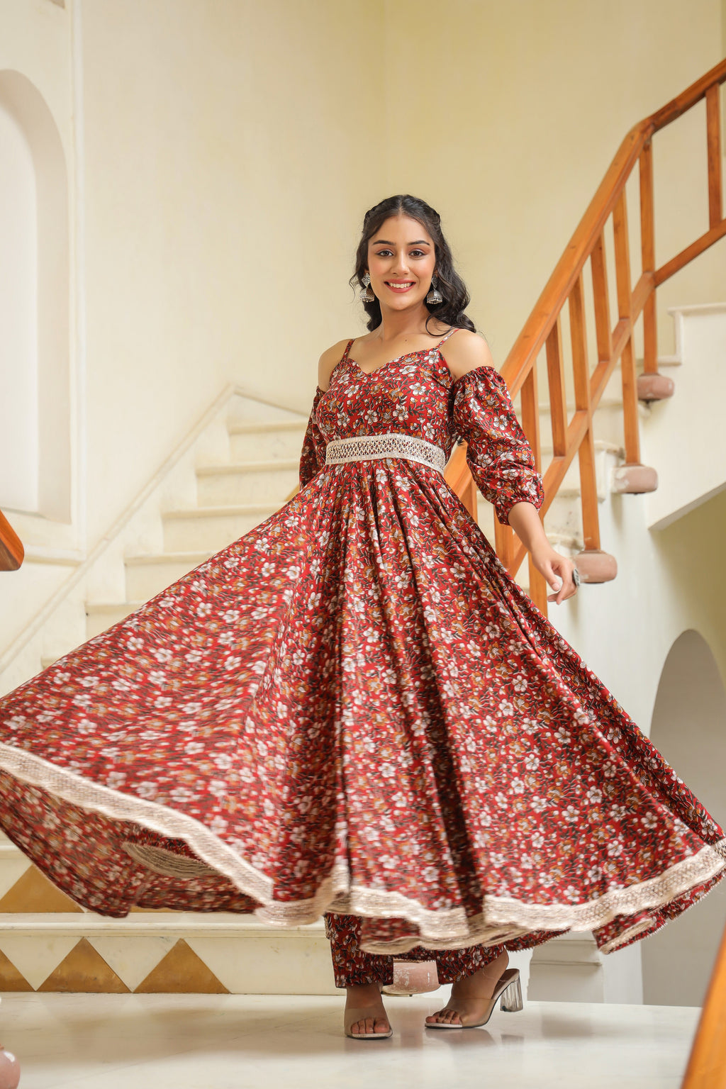 Thunderbird Maroon Cotton Dress