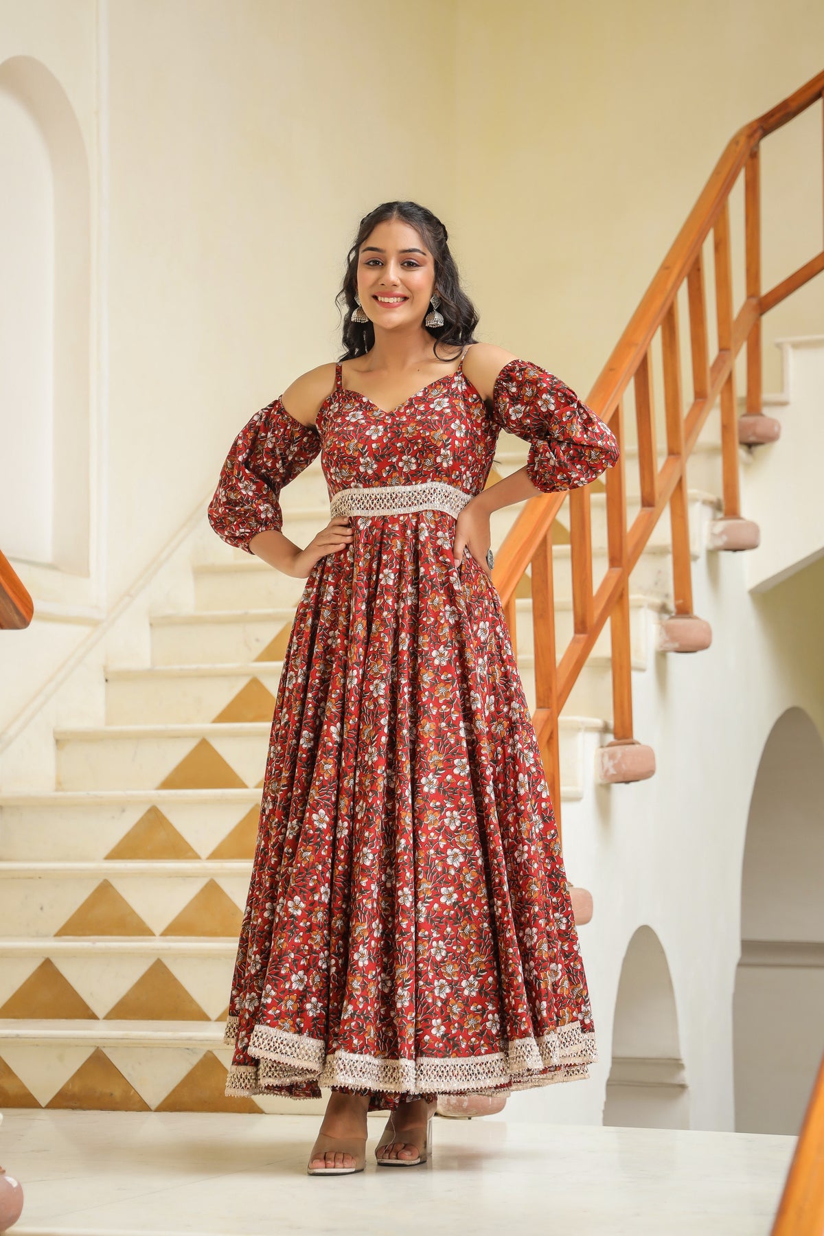 Thunderbird Maroon Cotton Dress