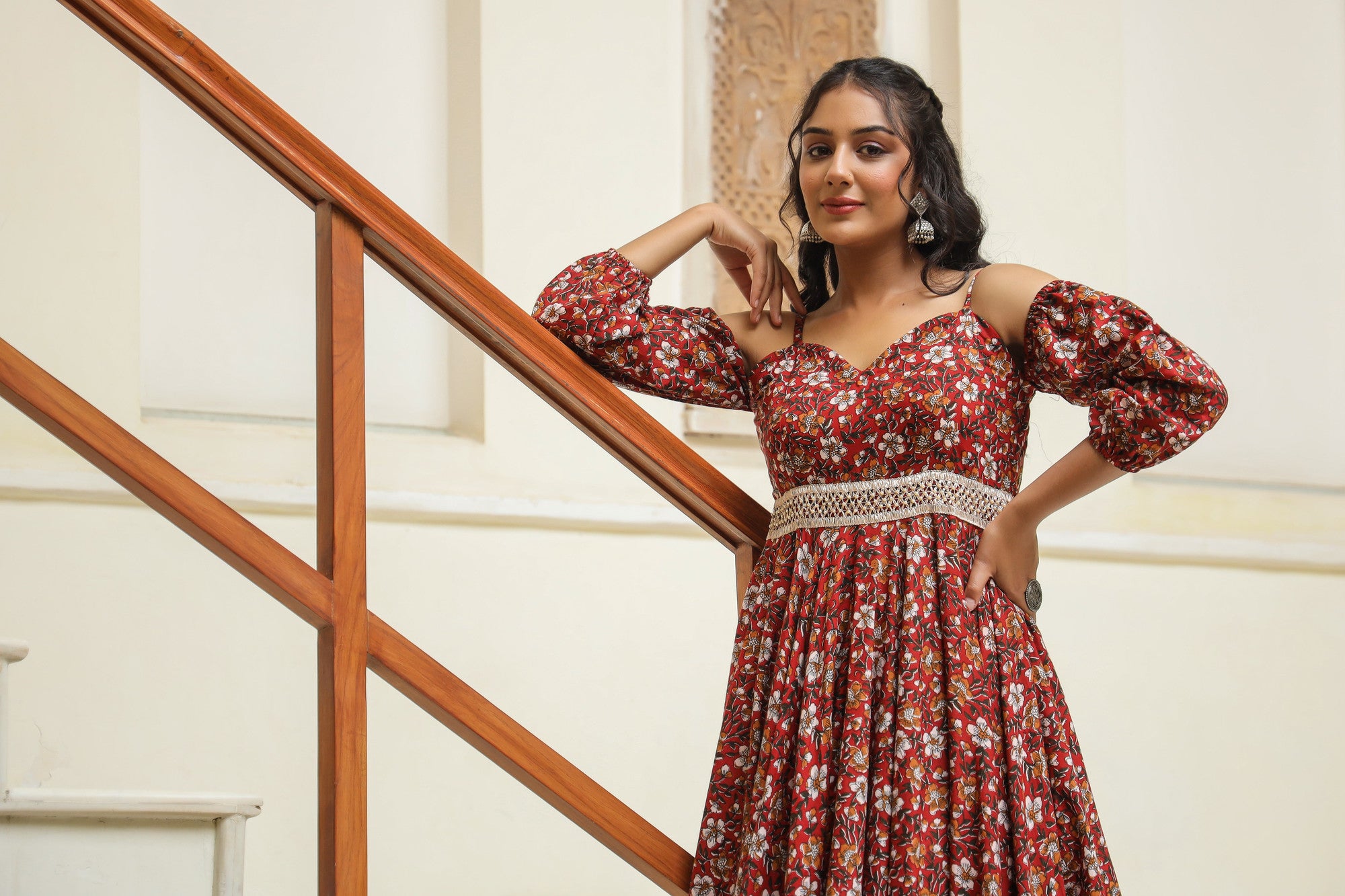 Thunderbird Maroon Cotton Dress