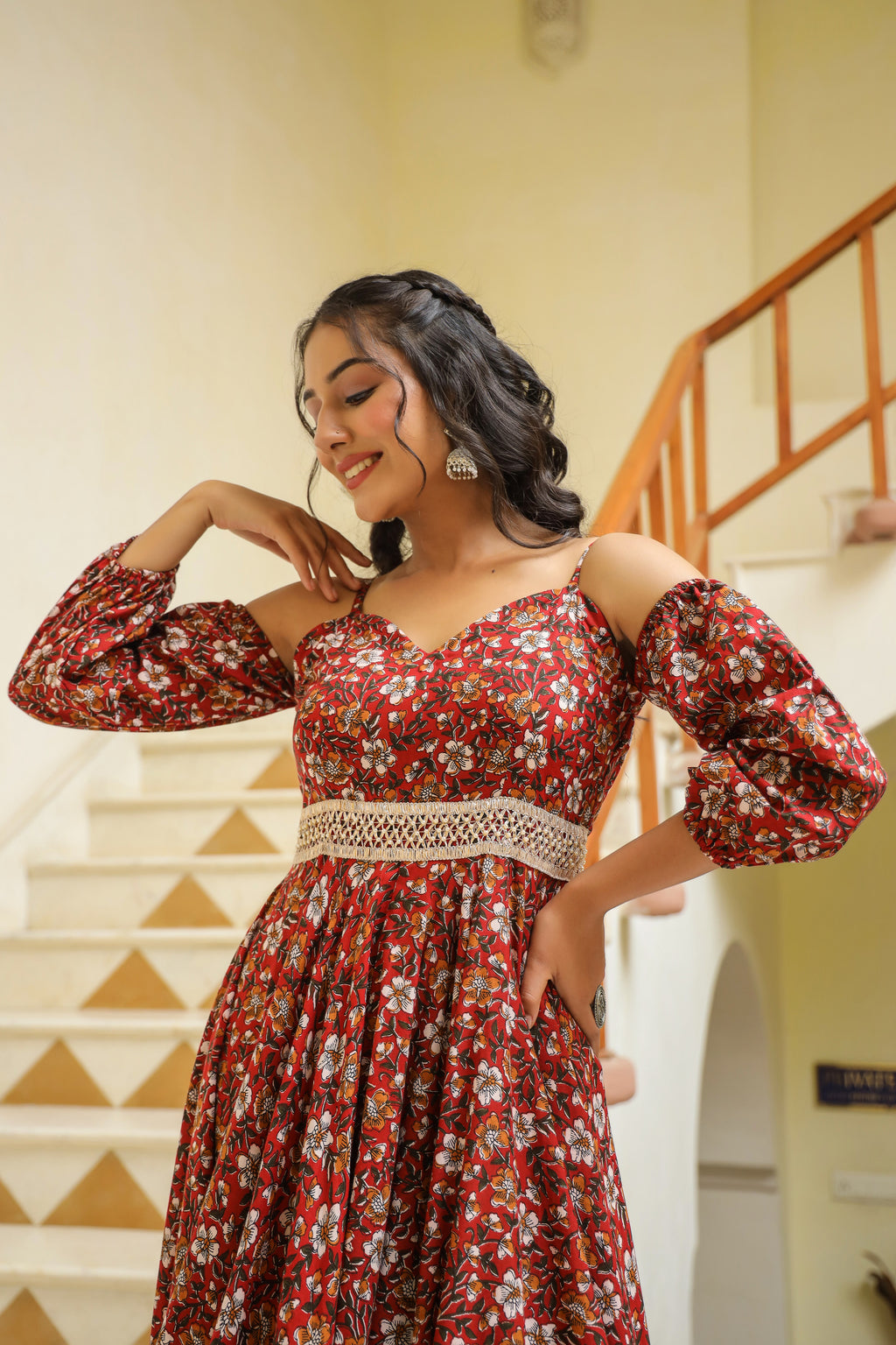 Thunderbird Maroon Cotton Dress