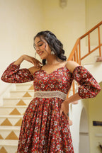 Thunderbird Maroon Cotton Dress