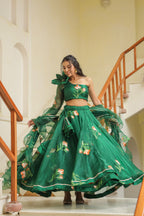 Amazon Green Oraganza Mehndi Lehenga Set