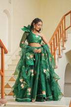 Amazon Green Oraganza Mehndi Lehenga Set