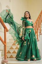 Amazon Green Oraganza Mehndi Lehenga Set