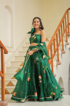 Amazon Green Oraganza Mehndi Lehenga Set