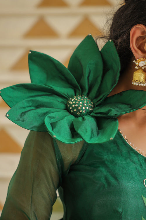 Amazon Green Oraganza Mehndi Lehenga Set