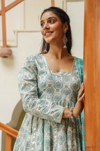 Fountain  Blue Cotton Printed Sharara Set
