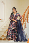 Tuna Blue Cotton Sharara Set