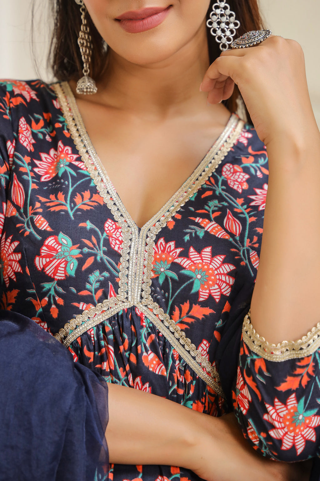 Tuna Blue Cotton Sharara Set