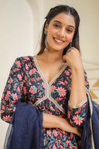 Tuna Blue Cotton Sharara Set