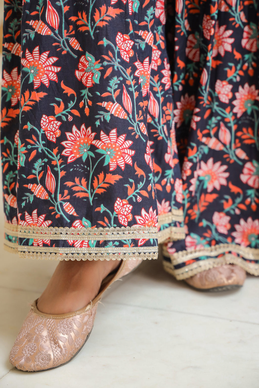 Tuna Blue Cotton Sharara Set