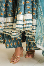 Cutty Sark Blue Cotton Anarkali Suit Set