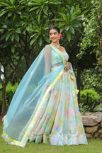 Multi Color Gota Work Georgette Lehenga Set