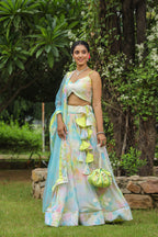 Multi Color Gota Work Georgette Lehenga Set
