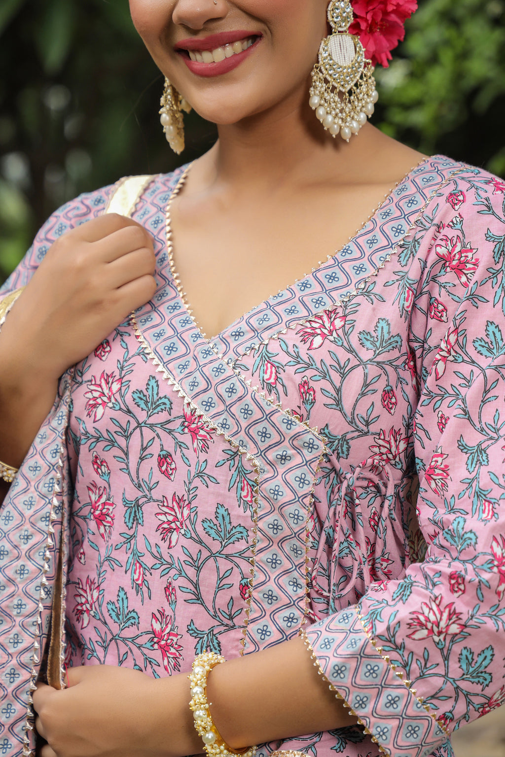 Blossom Pink Cotton Lehanga Set Set