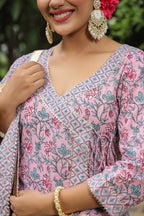 Blossom Pink Cotton Lehanga Set Set