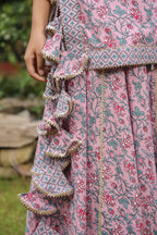 Blossom Pink Cotton Lehanga Set Set