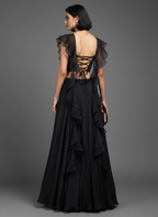 Black Lehenga with Corset Blouse & Dupatta