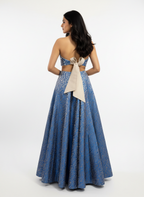 Blue Banarasi Lehenga set with Magenta Embellished Dupatta